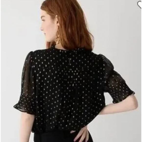 j. crew Smocked puff-sleeve top in Lurex chiffon - Picture 3 of 3